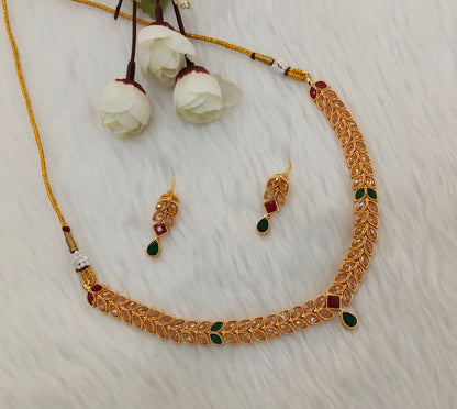 Ruby Green Gold Polki Necklace Indian Jewellery Kataria Set