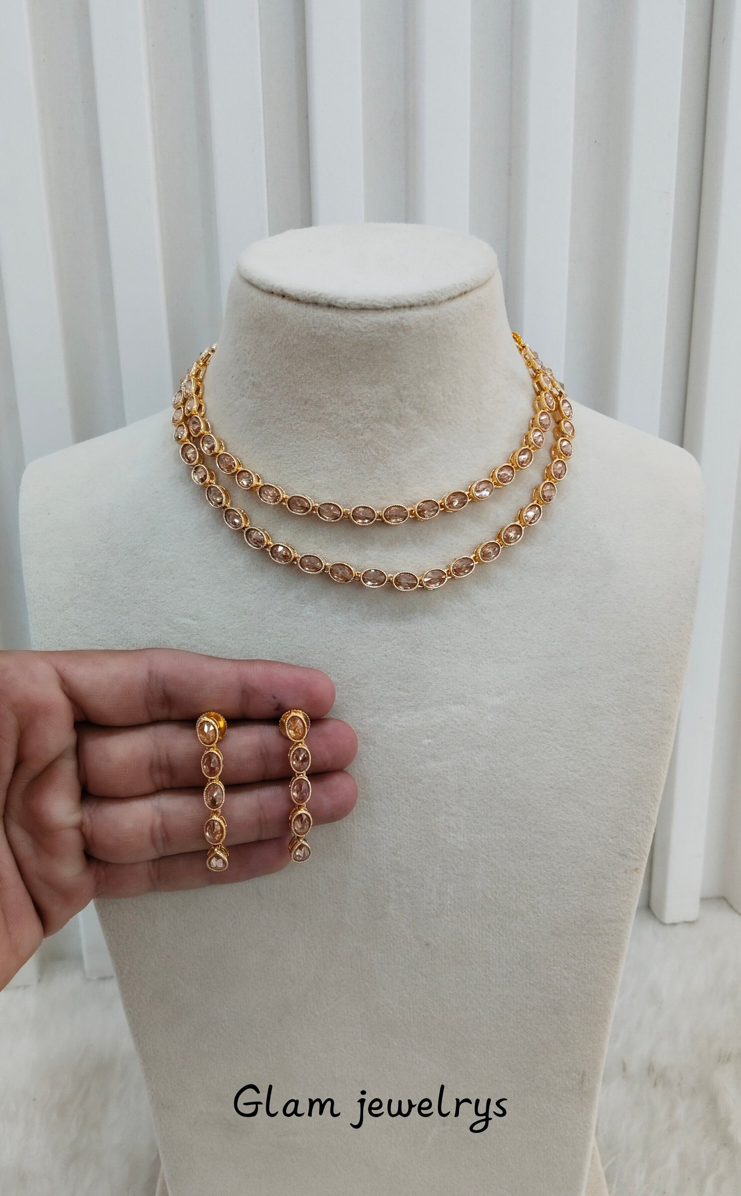 Gold Polki  Necklace Indian Jewellery Kataria Set