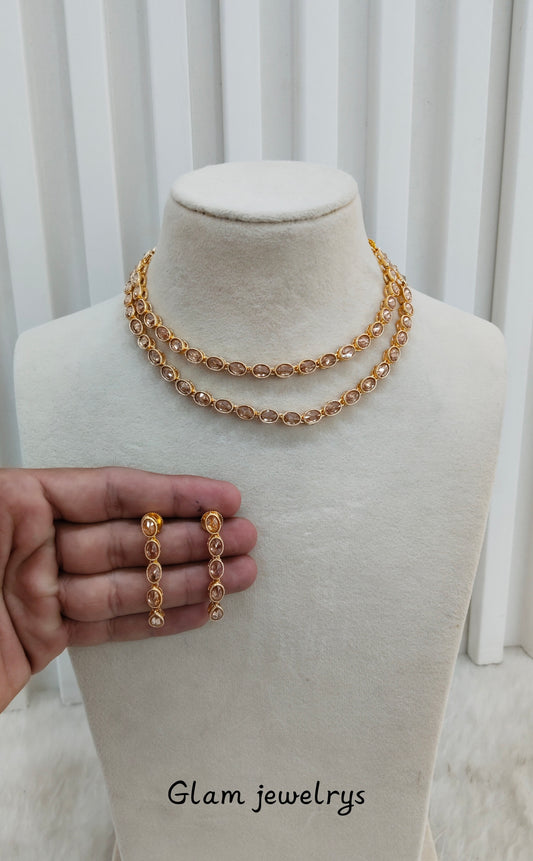 Gold Polki  Necklace Indian Jewellery Kataria Set