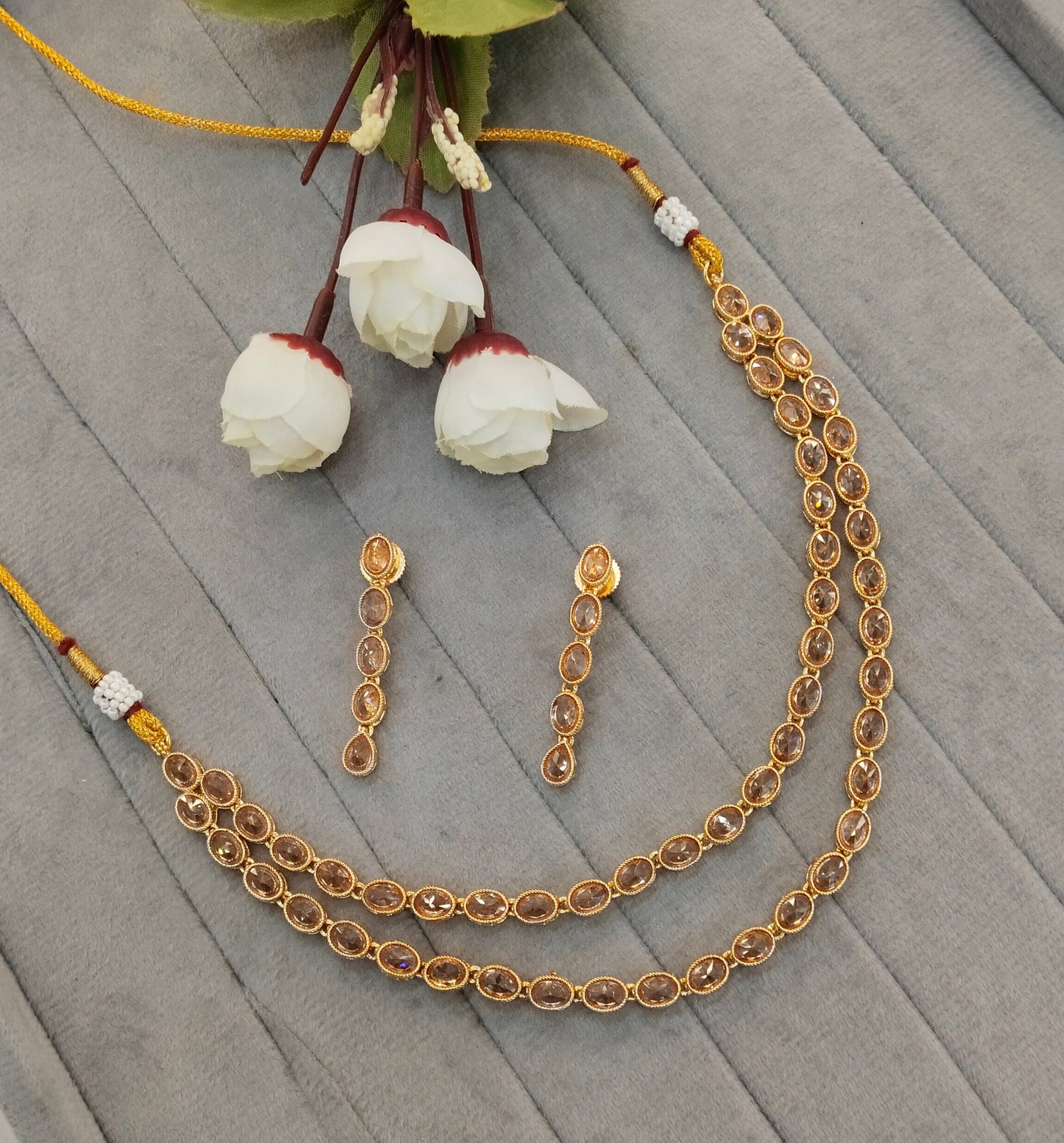 Gold Polki  Necklace Indian Jewellery Kataria Set