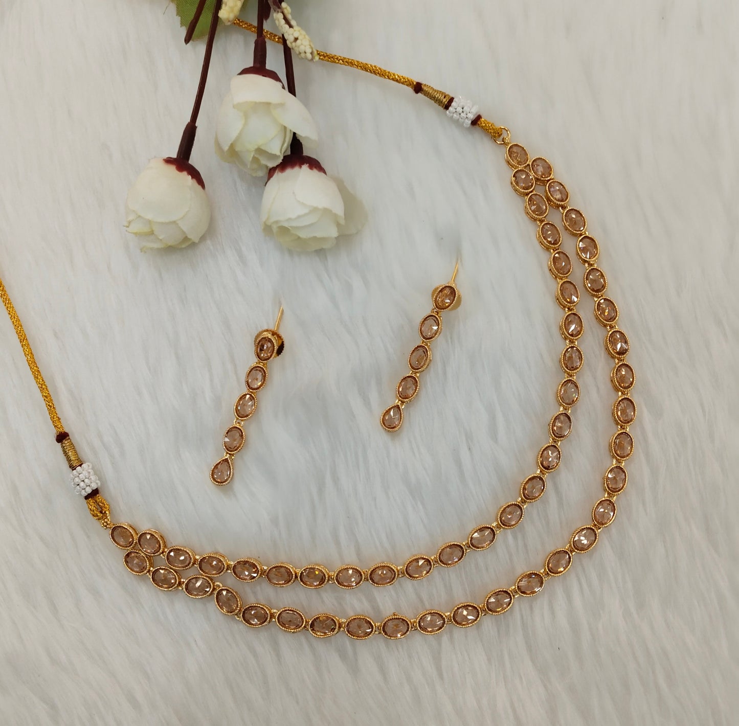Gold Polki  Necklace Indian Jewellery Kataria Set
