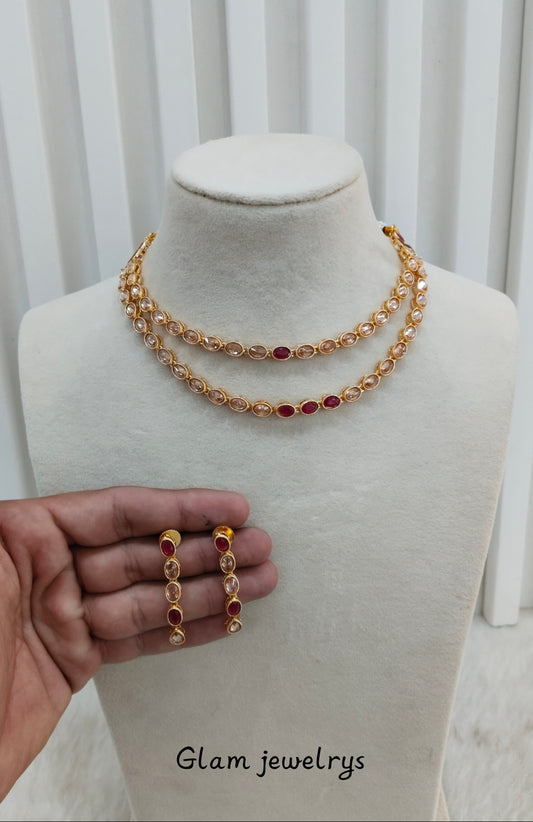 Ruby Gold Polki  Necklace Indian Jewellery Kataria Set
