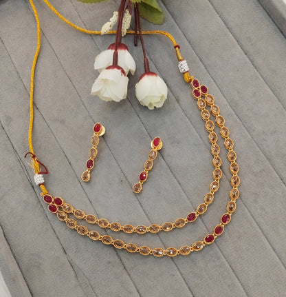 Ruby Gold Polki  Necklace Indian Jewellery Kataria Set
