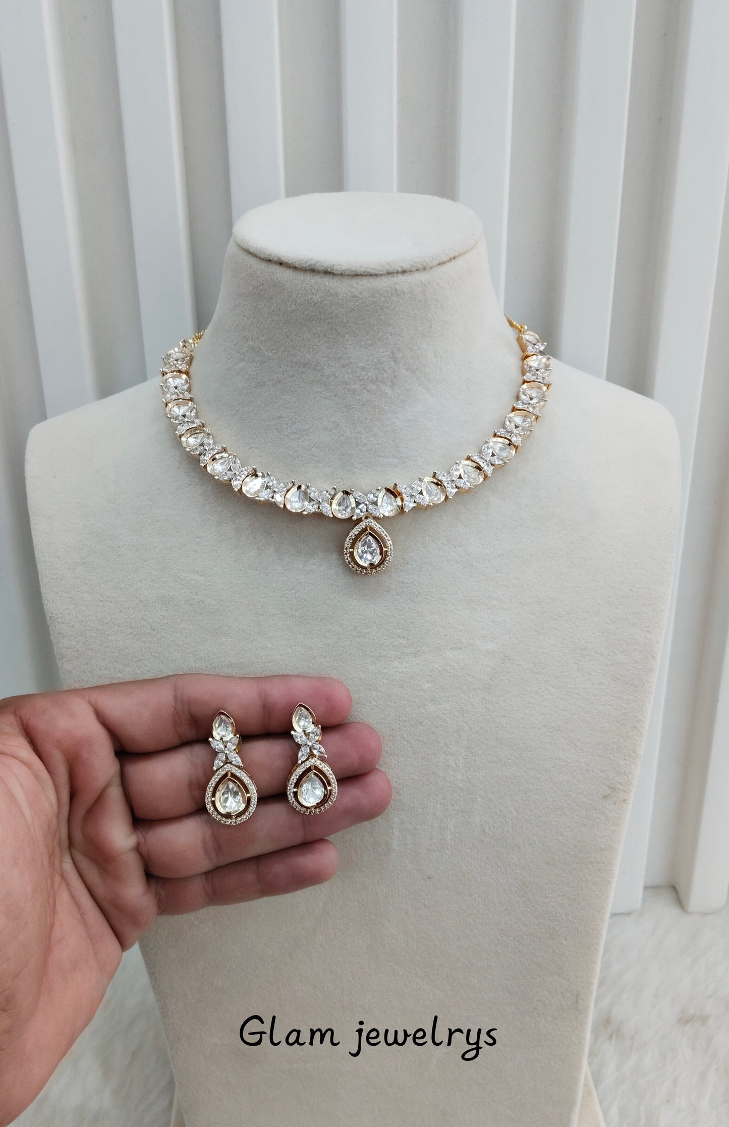 Gold Polki Necklace Indian Jewellery Gurleen Set