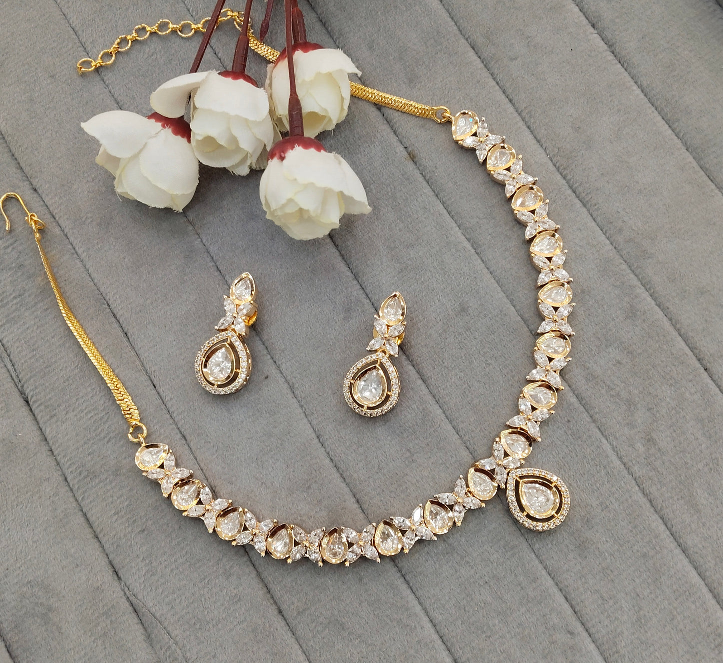 Gold Polki Necklace Indian Jewellery Gurleen Set