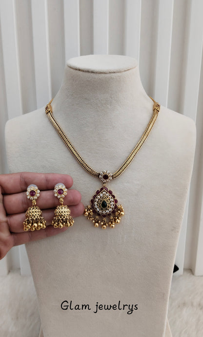 Ruby Green Gold Polki Necklace Indian Jewellery Gurleen Set
