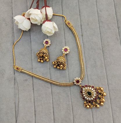 Ruby Green Gold Polki Necklace Indian Jewellery Gurleen Set