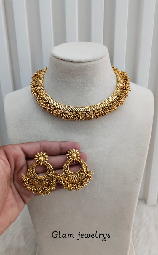 Gold Polki Necklace Indian Jewellery Gurleen Set