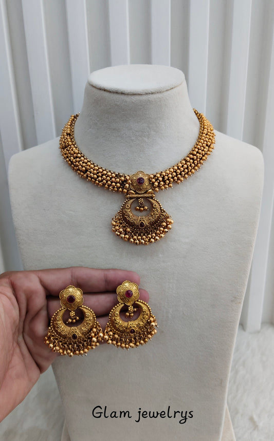 Ruby Gold Polki Necklace Indian Jewellery Gurleen Set