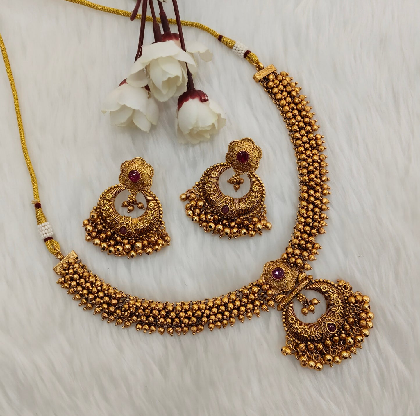 Ruby Gold Polki Necklace Indian Jewellery Gurleen Set