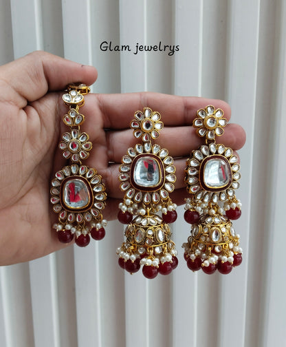Ruby Gold Kundan Bollywood Rcb Indian Earrings