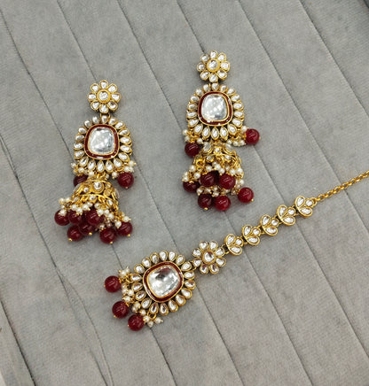 Ruby Gold Kundan Bollywood Rcb Indian Earrings