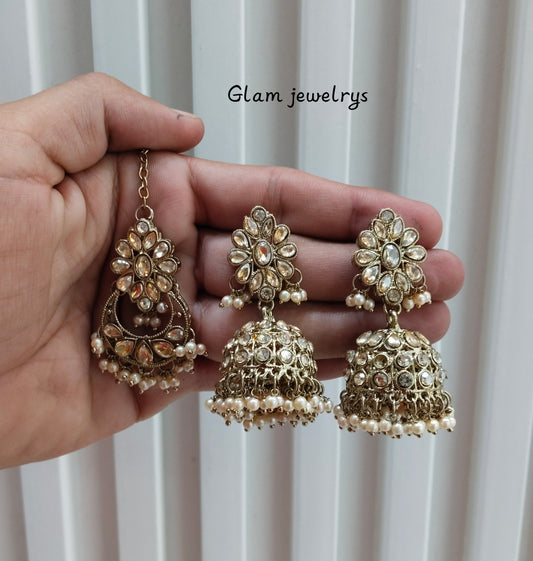 Antique Gold Bollywood Rcb Indian Earrings