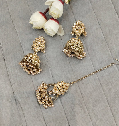 Antique Gold Bollywood Rcb Indian Earrings