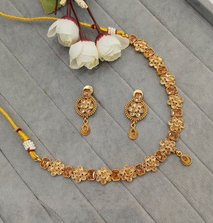 Gold Polki Necklace indian Jewellery Pawan Set