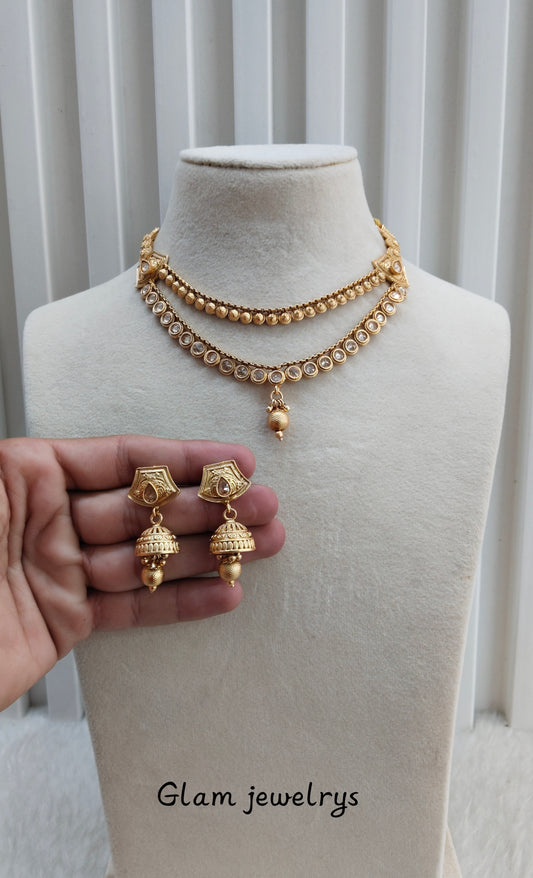 Gold Polki Necklace Jewellery Pawan Set
