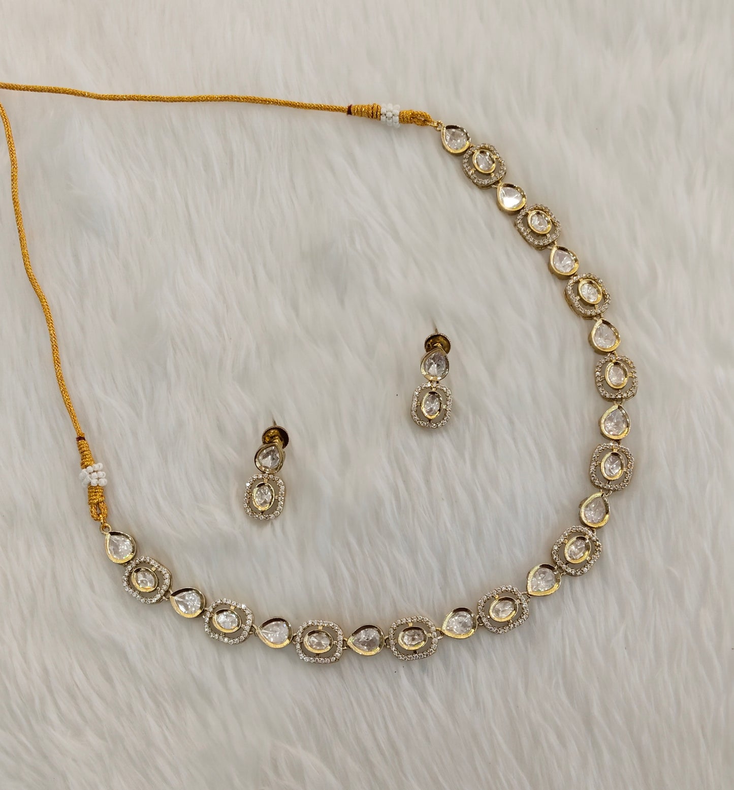 Gold Moissanite Kundan Necklace Indian Jewellery Jhondear Set