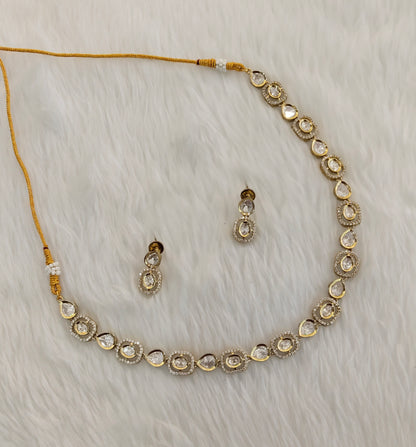 Gold Moissanite Kundan Necklace Indian Jewellery Jhondear Set