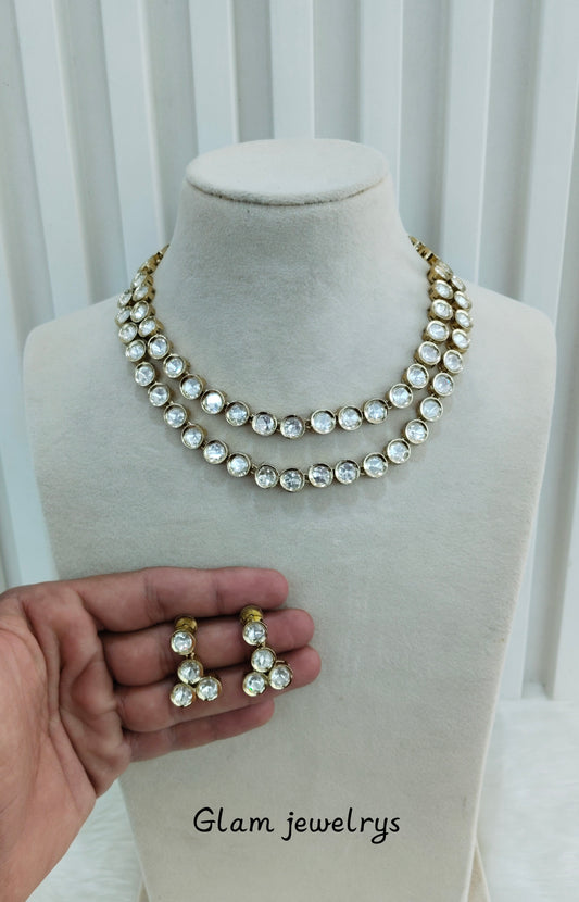 Gold Moissanite Kundan Necklace Indian Jewellery Jhondear Set