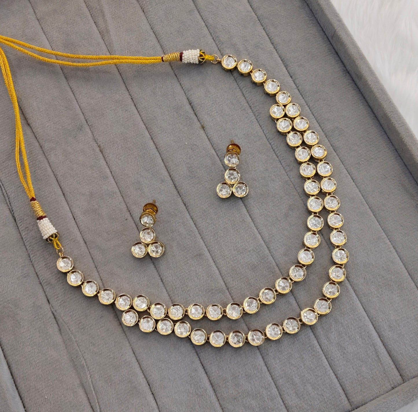 Gold Moissanite Kundan Necklace Indian Jewellery Jhondear Set