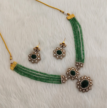 Sage Green Moissanite Kundan Choker Necklace Indian Jewellery Swaraj Set