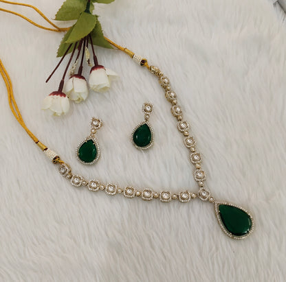 Green Gold Moissanite Kundan Necklace Indian Jewellery Sonalika Set