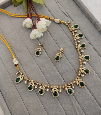 Green Gold Moissanite Kundan Necklace Indian Jewellery Barkat Set