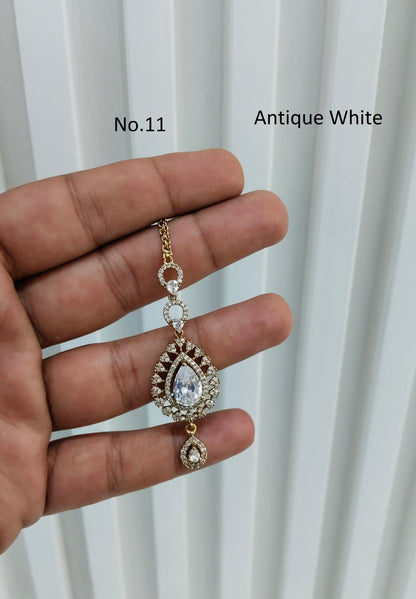 Antique Gold Cz Tikka Indian Jewellery Headpiece Set