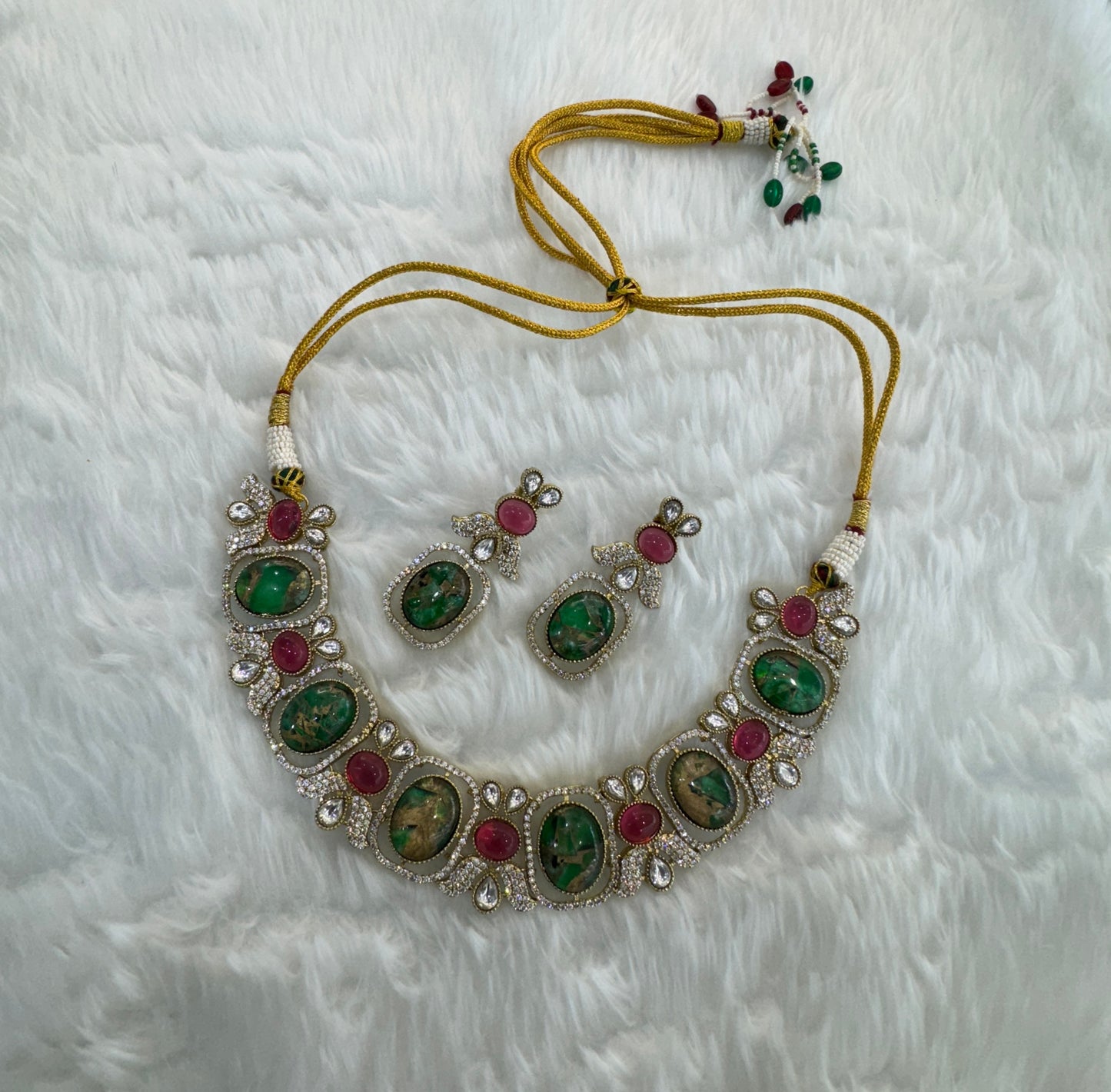 Ruby Green Necklace Indian Jewellery Ria Set