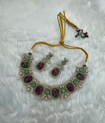 Majenta Green Necklace Indian Jewellery Ria Set