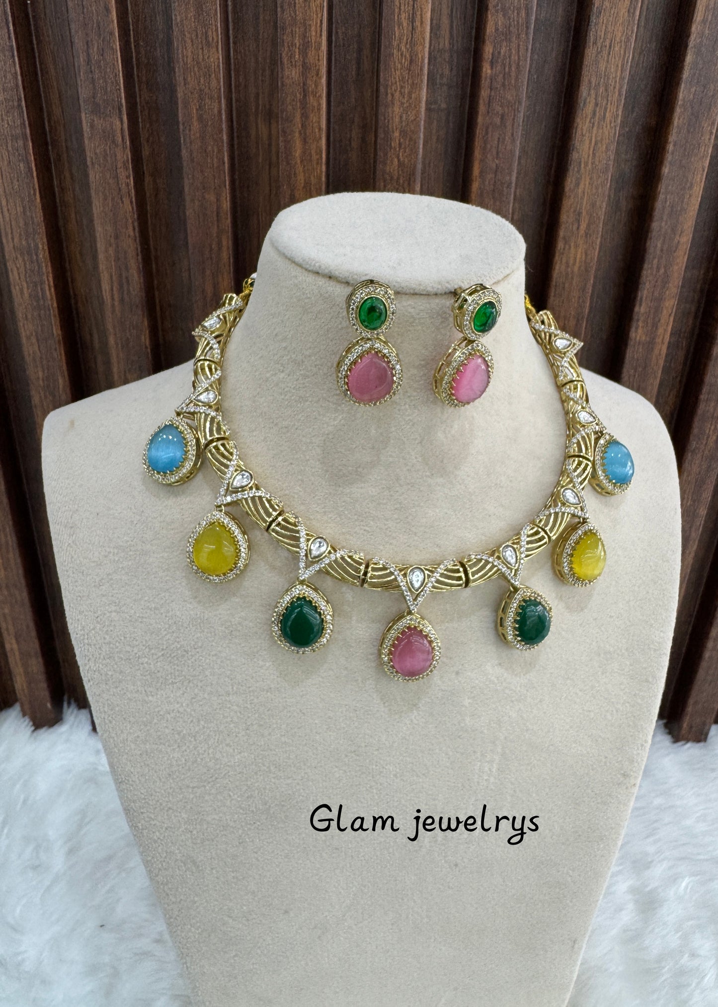 Multi color Necklace Indian Jewellery Emma Set