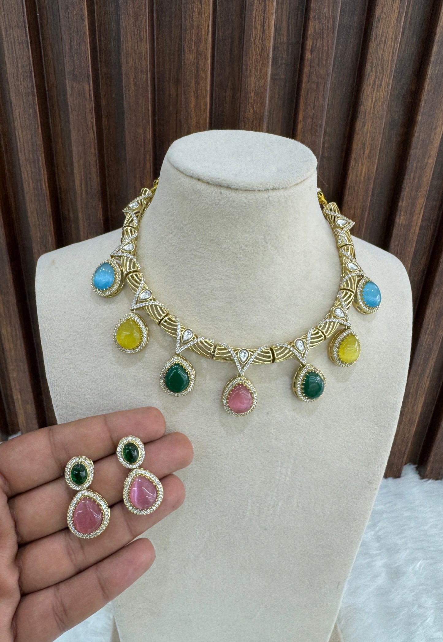 Multi color Necklace Indian Jewellery Emma Set