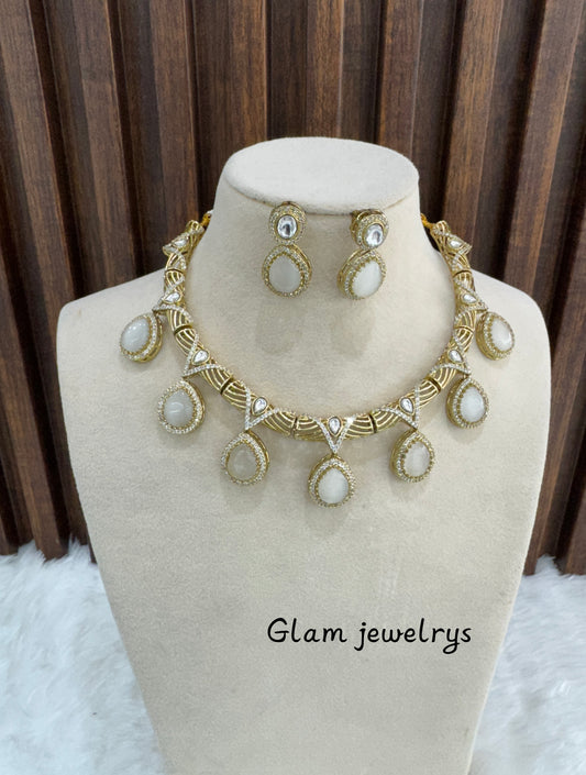 White Necklace Indian Jewellery Emma Set