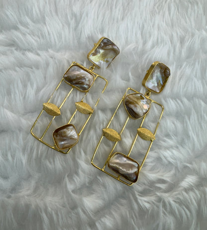 White Mother Of Pearl Indian Bollywood Aarna Earrings