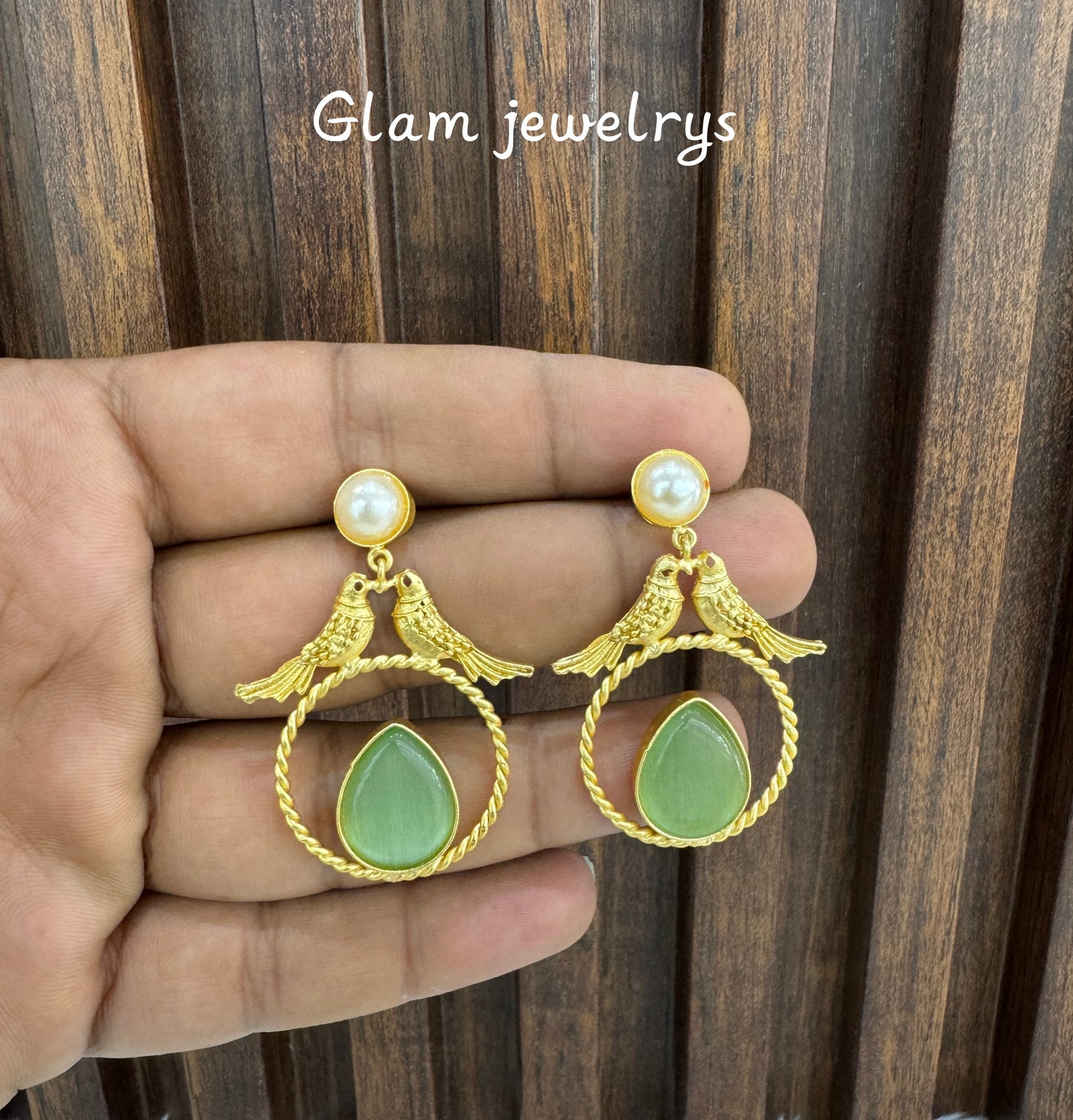 Mint Mother Of Pearl Indian Bollywood Aarna Earrings