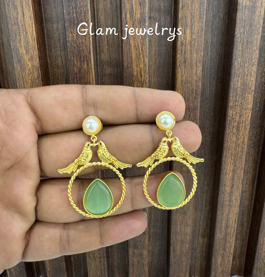 Mint Mother Of Pearl Indian Bollywood Aarna Earrings