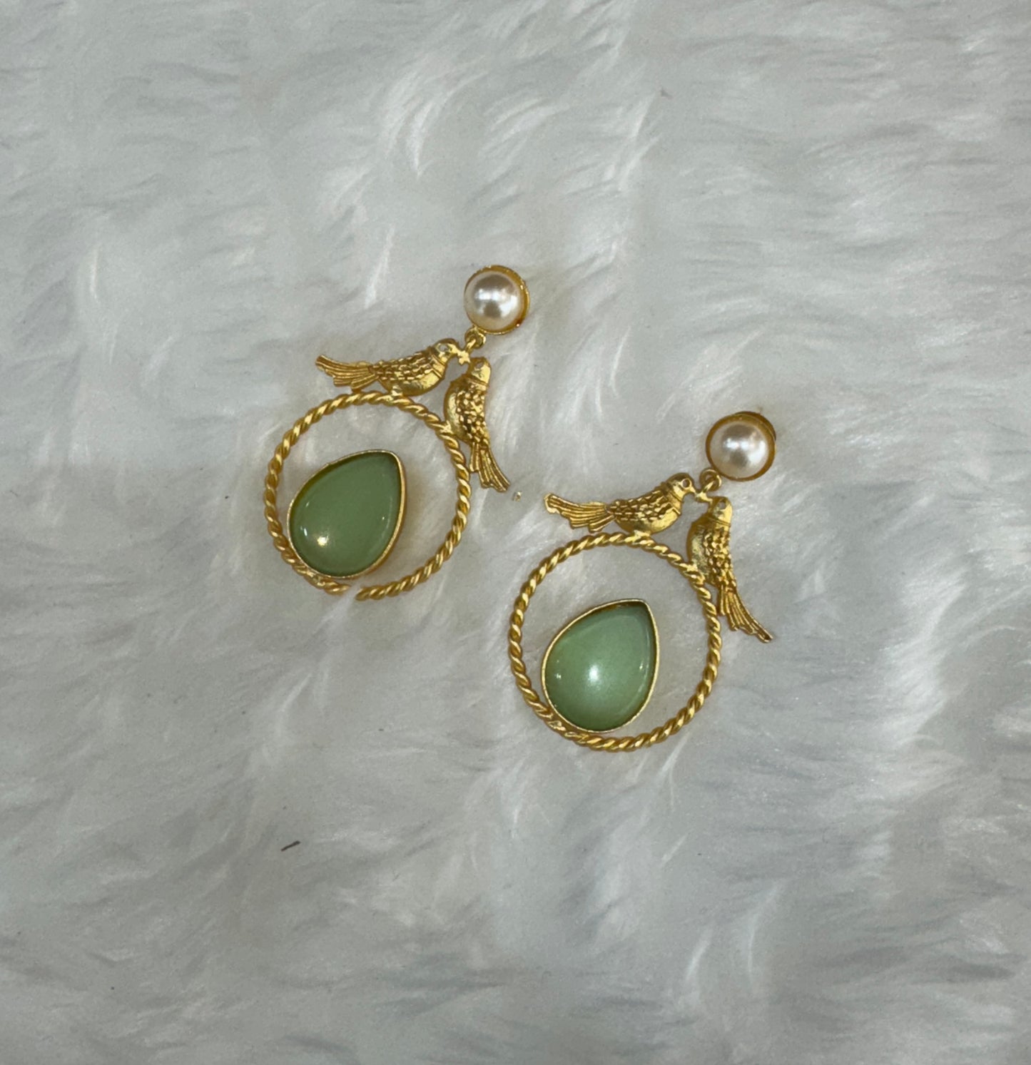 Mint Mother Of Pearl Indian Bollywood Aarna Earrings