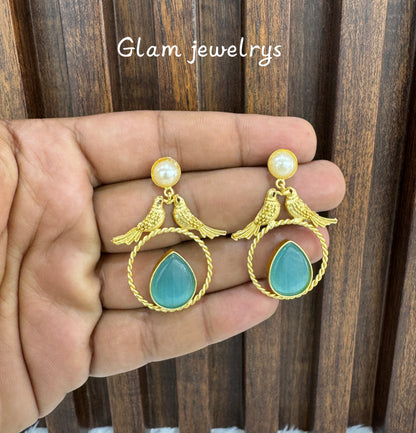 Sky Blue Mother Of Pearl Indian Bollywood Aarna Earrings