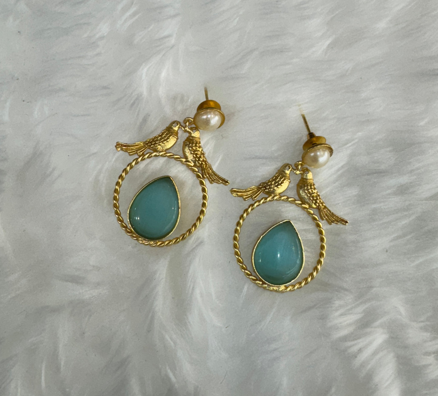 Sky Blue Mother Of Pearl Indian Bollywood Aarna Earrings
