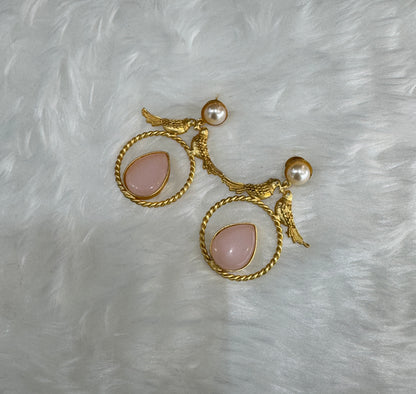 Pink Mother Of Pearl Indian Bollywood Aarna Earrings