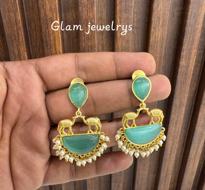 Mint Mother Of Pearl Indian Bollywood Aarna Earrings