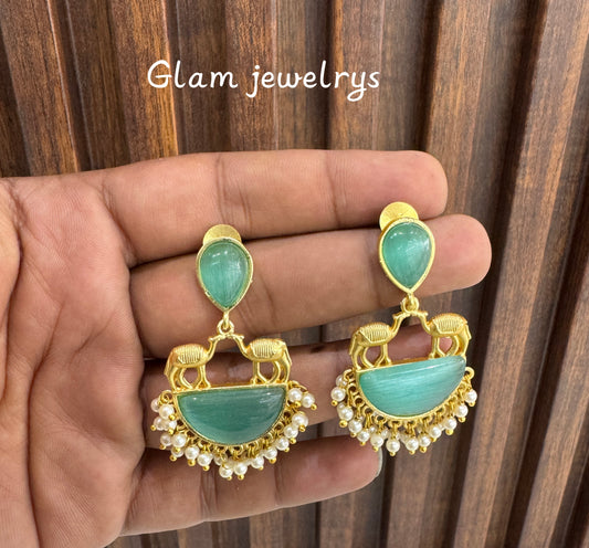Mint Mother Of Pearl Indian Bollywood Aarna Earrings