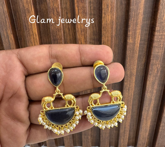 Blue Mother Of Pearl Indian Bollywood Aarna Earrings