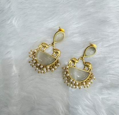 White Mother Of Pearl Indian Bollywood Aarna Earrings