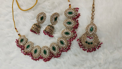 Majenta Green Necklace Indian Jewellery Inaaya Set