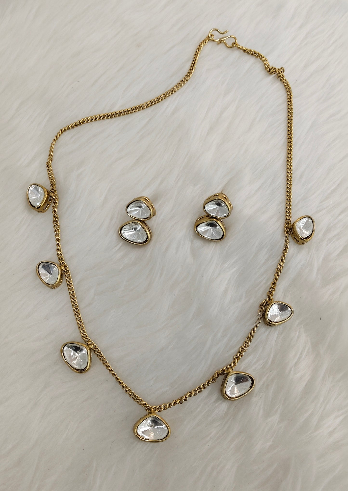 Gold Moissanite Kundan Necklace Indian Jewellery Solis Set