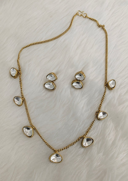 Gold Moissanite Kundan Necklace Indian Jewellery Solis Set