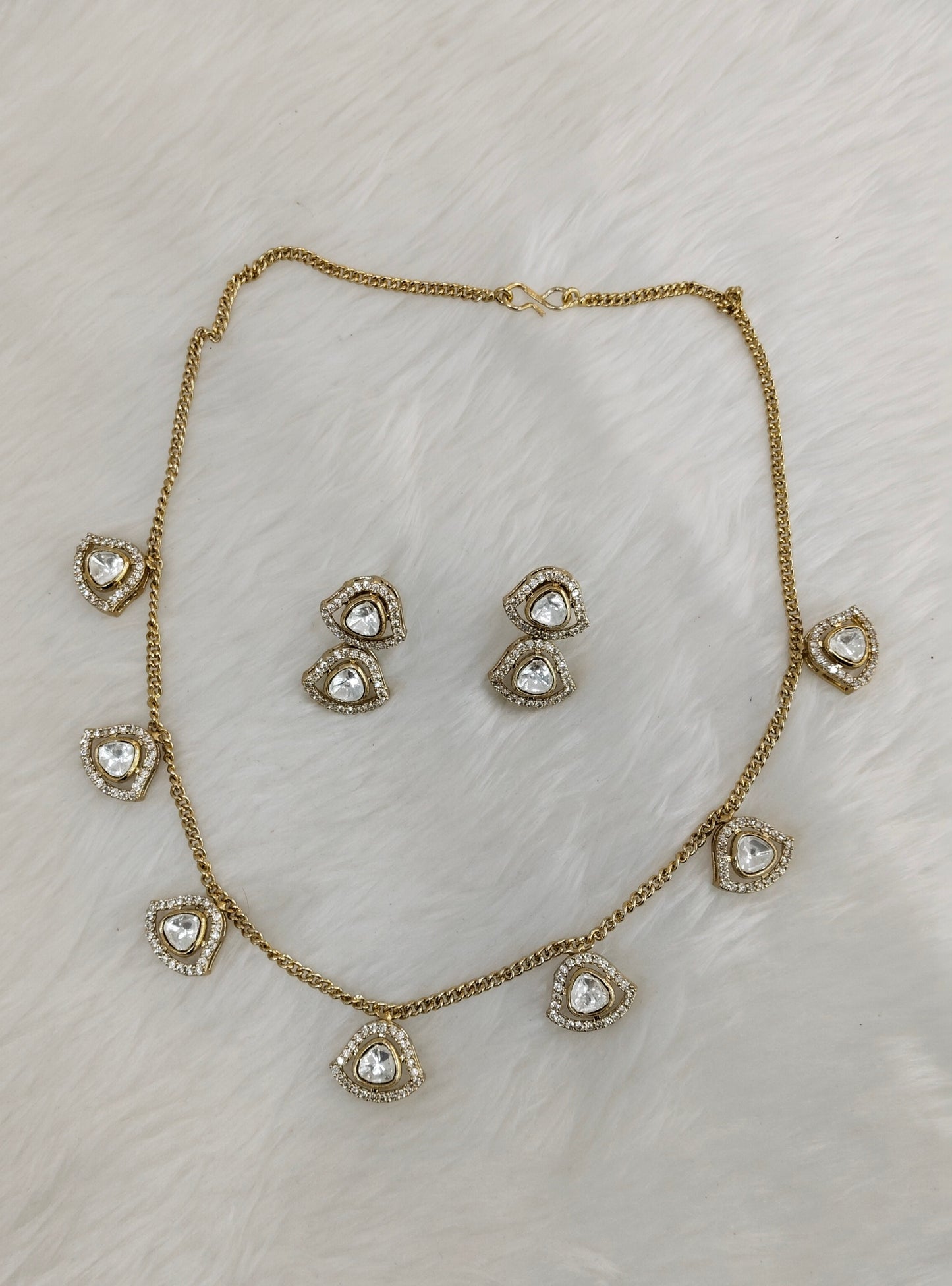 Gold Moissanite Kundan Necklace Indian Jewellery Solis Set