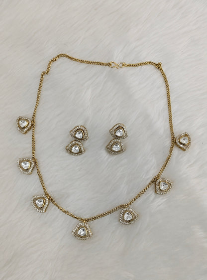 Gold Moissanite Kundan Necklace Indian Jewellery Solis Set