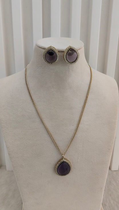 Purple Gold Moissanite Kundan Necklace Indian Jewellery Avenger Chain Set